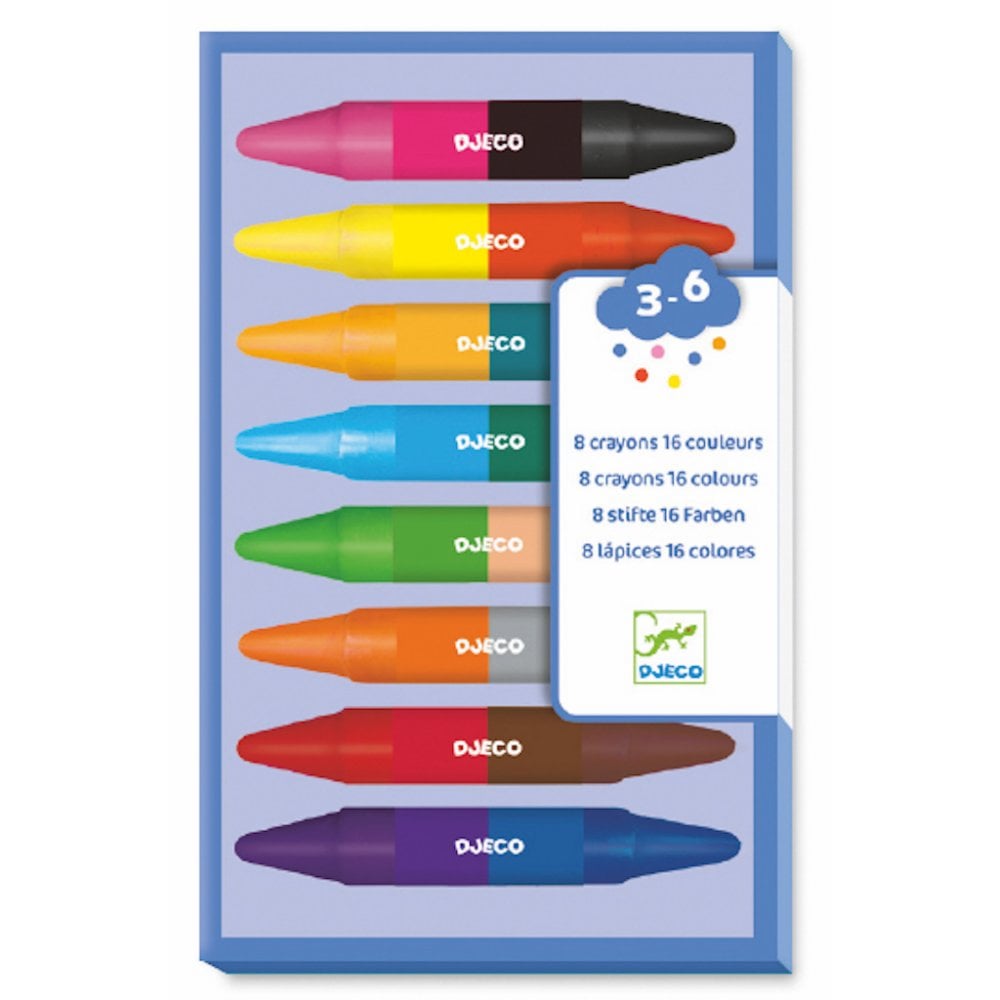 Set 8 creioane de colorat duble, Djeco
