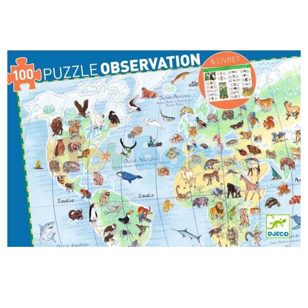 Puzzle observatie- Animalele lumii, Djeco