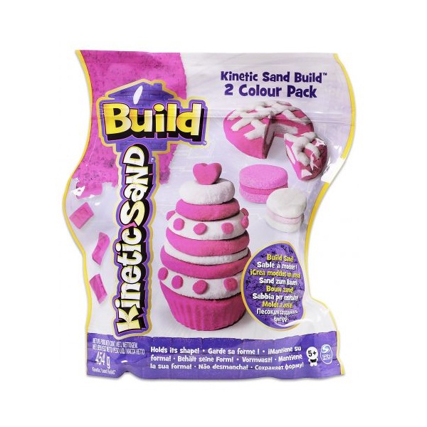 Kinetic Sand Build 2 culori, Roz si Alb