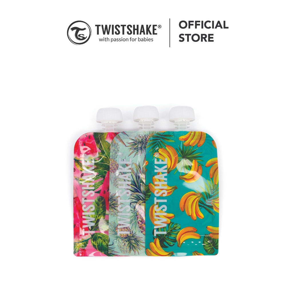 Set recipiente reutilizabile pentru piure,Twistshake (set 3 bucati),220 ml