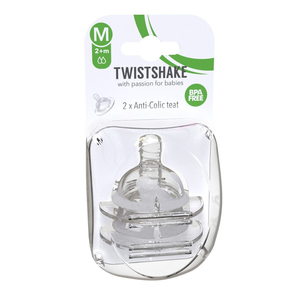 Set 2 tetine anticolici Twistshake, medium, 2+