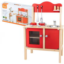 Bucătărie din lemn cu accesorii, culoarea roșie
