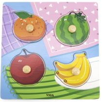 Puzzle din lemn cu buton „Fructe”