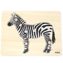 Puzzle din lemn Montessori cu buton „Zebra”