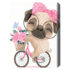 Pictură pe numere 30*40 сm (fără cutie) – Pug cu bicicleta la plimbare