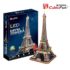 3D Puzzle  „Turnul Eiffel” cu iluminare LED, 82 elemente