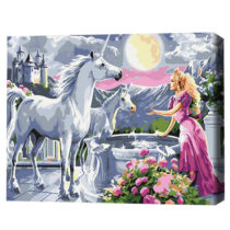 Pictură pe numere 40*50 сm (fără cutie)  – Prințesa și unicornii