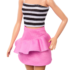 Papușa Barbie „Fashionista în top cu dungi și fustă roz”