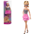 Papușa Barbie „Fashionista în top cu dungi și fustă roz”