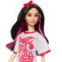 Papușa Barbie „Fashionista cu păr negru ondulat cu rochie Twist ‘n’ Turn”
