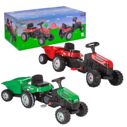 Tractor cu remorca ACTIVE, roșu/verde