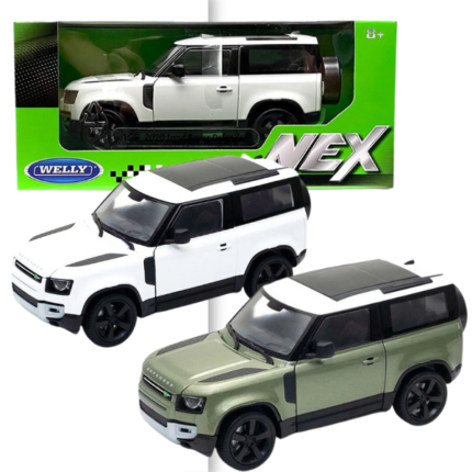 Коллекционный автомобиль 2020 Land Rover Defender WELLY 1:24, 2 цвета 24110  Land Rover Defender 2020  от производителя WellyМасштаб: 1:24Цвет 	зеленый металлик 	белый - крем цветМатериал: металлический каркас, резиновые шины, детали автомобиля имитируют дизайн настоящего автомобиля, некоторые детали хромированы.Краска: Краска гладкая, густая, прочная и идеально глянцевая.Функция: Автомобиль может открывать 2 двери и передний капот. Руль управляемый.Производитель: WELLY Продукт изготовлен с соблюдением авторских прав.Автомобиль имеет реалистичный дизайн с подробными линиями моделирования, тонкое порошковое покрытие, очень подходит для демонстрации в гостиной, офисе, автомобильный станет интересным предметом коллекционирования в вашей комнате.  