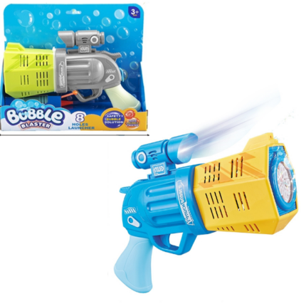 Suflantă cu bule „Revolver cu efecte de lumină” Baloanele de săpun  este o distracție excelentă pentru copii și adulți, precum și un timp activ și foarte distractiv petrecut împreuna.Un simplu joc simplu te poate încărca de energie pozitivă. Puteți descoperi o mulțime de jocuri sau pur și simplu să urmăriți mișcarea baloanelor de săpun colorate.Suflanta cu bule „Revolver cu efecte de lumină” este alimentata de 4 baterii AA și include un borcănel cu soluție pentru bule de 150 ml.Disponibilă în 2 culori.