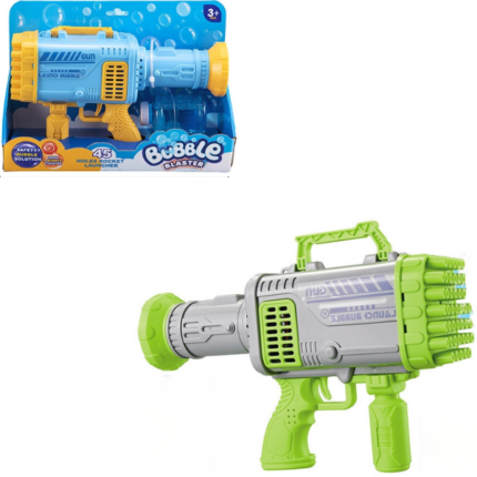 Suflantă cu bule „Pistol Bazooka cu 45 orificii” Baloanele de săpun  este o distracție excelentă pentru copii și adulți, precum și un timp activ și foarte distractiv petrecut împreuna.Un simplu joc simplu te poate încărca de energie pozitivă. Puteți descoperi o mulțime de jocuri sau pur și simplu să urmăriți mișcarea baloanelor de săpun colorate.Suflanta cu bule „Pistol Bazooka cu 45 de găuri” este alimentata de 4 baterii AA și include un borcănel cu soluție pentru bule de 150 ml.Disponibilă în 2 culori.[video width="720" height="1280" mp4="https://admin.magnat.md/wp-content/uploads/2023/07/P81408.mp4"][/video]