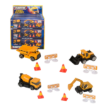 Set de joacă: «Constructorii mari» Teamsterz Creează propriul tău șantier cu setul Teamsterz Street Machines! Acest set conține mașini de construcție realiste cu detalii impresionante și componente mobile, oferind copiilor o experiență captivantă de joc.Caracteristici: 	4 mașini de construcție: un basculant, un mixer de beton, un excavator și un încărcător – fiecare model inspirat din vehicule reale. 	Roti libere pentru o rulare lină și ușoară pe orice suprafață. 	Caroserie metalică cu bază turnată, asigurând durabilitate și rezistență. 	Accesorii suplimentare: 2 semne de circulație și 2 conuri pentru o experiență de joc mai realistă. 	Design detaliat și culori vii, cu elemente mecanice care imită funcțiile reale ale vehiculelor. 	Ajută la dezvoltarea abilităților cognitive, sociale și motorii fine ale copiilor.Vârsta recomandată: 3+ ani.Colecționează toate modelele Teamsterz Street Machines și construiește-ți propriul șantier de joacă!
