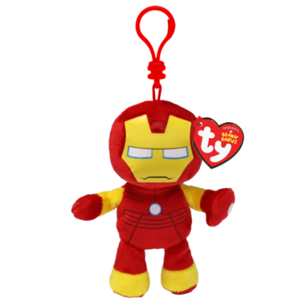 Breloc — Iron Man 12 cm (Beanie Babies Clip) Îmbrățișați spiritul eroismului cu această versiune moale și pufoasă a lui Iron Man din universul Marvel! Cu armura sa strălucitoare și încrederea sa molipsitoare, acest pluș Iron Man este tovarășul perfect pentru fanii de toate vârstele. Fie că visați să salvați lumea, fie că pur și simplu căutați confort, acest Iron Man de pluș va transforma fiecare zi într-o aventură epică. 	Fabricat din material moale și are un corp flexibil și plăcut. 	Lucrat manual cu cele mai înalte standarde de calitate. 	Alegerea perfectă pentru colecționarii și fanii benzilor desenate. 	Culori vibrante și costumul clasic pe care îl iubim cu toții. 	Include inimioara oficială Ty. 	Doar curățare superficială.Dimensiuni:12 cm.
