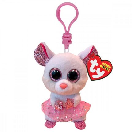 Breloc — Șoricica balerină Nina 12 cm (Beanie Boos) TY Incorporation - sunt jucării de pluș distractive și inofensive, care sunt extrem de populare printre copiii din întreaga lume. Sunt fabricate din materiale anti-alergice plăcute la atingere, ecologice și de calitate înaltă. În producția lor au fost implicate echipamente de ultimă generație.Șoricica balerină Nina , reprezintă un breloc cu clemă.Caracteristici: 	Material: fibra de poliester 	Fibre hipoalergenice 	Vârsta 3+ 	Îngrijire: se spală la 30 ° C 	Jucărie netoxică 	Nu conține coloranți nocivi  	Nu se deformeaza 	Nu își pierde aspectul la spălarea la mașină 	Plușul include Inima TY oficială cu numele, ziua de naștere și poezia personajului. 	Înălțimea articolului: 12 cm 	Înălțimea jucăriei: 8,5 cm 	Un cadou minunat pentru copilașul tău.