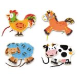 Animale De Ferma — Joc De Insiruit Aceste animale din lemn pe siret sunt distractive, dar au si un caracter educativ. Acest set contine 4 animale domestice diferite si 4 sireturi in diferite culori. Copiii pot potrivi piesele fiecarui animal (cap, picioare, cozi, etc) pe modelele de dedesubt, apoi le pot pune pe sireturi si vor obtine animalele. Jucarie educativa din lemn, Montessori. Dimensiuni: 21 x 45 x 19 cm (Lungime x Inaltime x Grosime). Greutate: 200 grame. Jucaria este destinata copiilor cu varsta de 3 ani sau mai mult. Toate jucariile marca VIGA sunt fabricate din lemn de calitate cu vopsele si cerneluri non-toxice, supuse testelor de siguranta respectand standardele pentru jucarii ale Uniunii Europene EN71 si ASTM. Nu lasati ambalajul produsului la indemana copiilor. Indepartati orice ambalaj al produsului inainte de a da jucaria copilului. Va recomandam sa supravegheati copilul in timp ce se foloseste produsul. Pastrati instructiunile si etichetele pentru referinte viitoate. Feriti produsul de foc, temperature ridicate si umiditate.