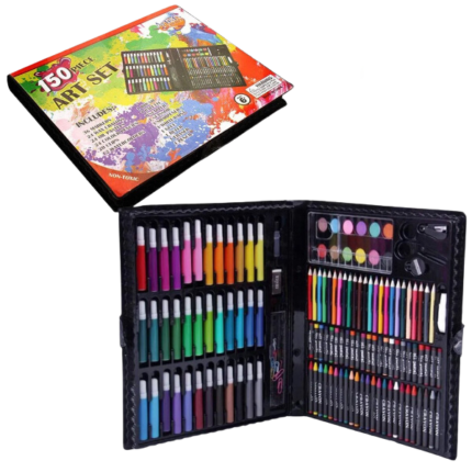 Set pentru desen și creație, 150 elemente Gândit până la cel mai mic detaliu, acest kit de creativitate practic și ușor este compact și ușor de utilizat.Pentru transport și depozitare, este ambalat într-o valiză ergonomică cu mâner care se închide. În kit, tânărul tău artist va găsi tot ce are nevoie pentru experimente creative și dezvoltarea imaginației. Setul nu prezintă un risc pentru sănătatea copilului, deoarece toate articolele constau din componente sigure, fără mirosuri neplăcute sau toxice.Acest set educațional va ajuta copilul să învețe multe lucruri interesante și utile. Pixurile și creioanele sunt așezate corespunzător și își iau locul în valiză, astfel încât jucăriile nu vor fi împrăștiate prin încăpere după desen. Carcasa durabilă a valizei va proteja conținutul intern de șoc atunci când cade.Astfel de activități creative dezvoltă perfect nu numai imaginația și abilitățile motorii fine, ci contribuie și la formarea determinării, atenției, inteligenței și acurateței.