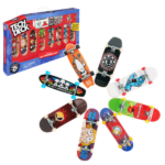 Игровой набор «Tech Deck, 25th Anniversary Fingerboard» Погрузитесь в воспоминания с набором Tech Deck 25th Anniversary 8-Pack! Tech Deck отмечает 25 лет, предлагая настоящие мини-скейтборды от реальных брендов скейтбордов. В этом наборе представлены графики из истории Tech Deck, с такими известными марками, как World Industries, Flip, Blind, Toy Machine и многими другими.Особенности набора: 	Включает 8 эксклюзивных мини-скейтбордов с культовыми дизайнами. 	Уникальный Tech Deck Dude в блестящей серебряной коллекционной версии. 	Наклейки и инструмент для кастомизации, позволяющие настраивать мини-скейтборды, как у профессионалов. 	Возможность использования с серией X-Connect и наборами рамп (продаются отдельно).Этот набор — идеальный подарок для коллекционеров, поклонников скейт-культуры и всех, кто хочет испытать классические Tech Deck.