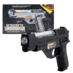Pistolul «FirePower» Automatul de jucărie FirePower este un cadou minunat pentru micii iubitori de jocuri active. Fabricat din plastic de calitate, asigură durabilitate și siguranță. Caracteristica specială a pistolului sunt efectele luminoase și sonore — elementele jucăriei se aprind în culori diferite, făcând jocul și mai captivant. Cu o lungime de 23,5 cm, este ideal pentru copiii de la 5 ani.Caracteristici: 	Ambalaj: Cutie 	Culoare: Negru 	Tip de alimentare: Baterii (nu sunt incluse) 	Material: PlasticBeneficii pentru copii: 	Dezvoltă coordonarea mâiniilor și ochiilor 	Stimulează imaginația și abilitățile de joc de rol 	Îmbunătățește concentrarea și reacția, făcând jocul dinamic și activ