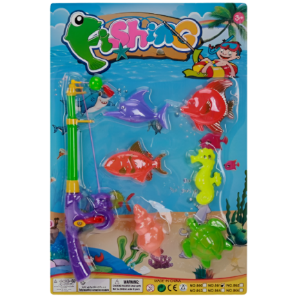 Pescuit pentru copii pe magnet (1 undiță, 6 animale marine) Set de joc cu magneți „Pescuitul” (861) , pentru copii.Jocul include: 	1 undiță cu spinning; 	6 pești colorați și locuitori marini; 