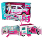 Setul de joc „Clinică Mobilă” cu păpușă și accesorii Setul de joc „Clinică Mobilă” cu păpușă și accesorii este o jucărie medicală captivantă și educativă, care dezvoltă empatia, atenția și creativitatea copiilor. Acest set medical realist le va permite copiilor să exploreze lumea medicinei și să își creeze propriile scenarii.Caracteristici: 	Clinică mobilă: Echipată cu ușă funcțională, instrumente medicale, sală de așteptare și pat pentru pacient. 	Proceduri medicale: Permite realizarea de consultații, radiografii și alte proceduri. 	Accesorii: Include stetoscop, termometru, geantă medicală și alte obiecte care adaugă realism jocului și dezvoltă abilitățile motorii fine. 	Jocuri de rol: Copilul poate juca rolul de medic, asistentă sau paramedic, folosind păpușa pentru a crea diverse scenarii și povești medicale.Acest set ajută la dezvoltarea abilităților narative și creativității, introducându-i pe copii în lumea profesioniștilor din domeniul medical.Setul conține: 	Mașină de ambulanță pliabilă; 	Păpușă; 	Pat de spital; 	Accesorii medicale.
