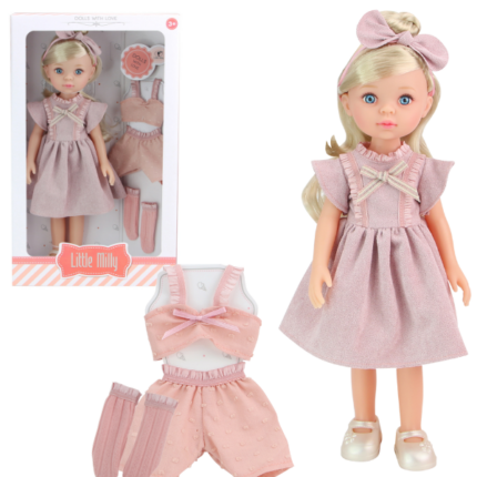 Păpușa "Mica Milly", în rochie roz 33 cm