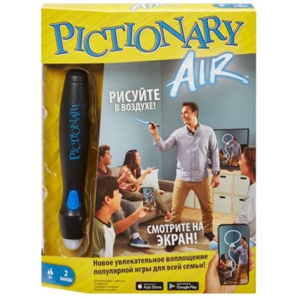 Joc Pictionary Air (rus) Представляем Pictionary Air - новый способ играть в классическую игру! Рисуйте в воздухе или наблюдайте за рисунком на экране в новой увлекательной версии известной игры. Загрузите приложение Pictionary Air на свой смартфон или планшет, чтобы начать игру. Наведите камеру в приложении на художника, и он появится вместе со своими рисунками на экране вашего устройства.ИГРА: Возьмите 1 карточку со словами из набора, включите ручку Pictionary Air, и приготовьтесь рисовать! Ваша команда будет пытаться отгадать слово, пока вы рисуете подсказки в воздухе. Приложение Pictionary Air (доступно для устройств iOS и Android) отслеживает то, что вы рисуете, поэтому держите заостренный наконечник ручки Pictionary Air направленным на камеру смарт-устройства. Счет игры ведется в приложении для веселой и легкой игры.ВЗАИМОДЕЙСТВИЕ С РИСУНКОМ: Взаимодействуйте со своим рисунком, как с шарадой, чтобы помочь товарищам по команде отгадать слово.НУЖНО БОЛЬШЕ ВРЕМЕНИ ДЛЯ РИСОВАНИЯ? Приложение Pictionary Air позволяет настроить таймер раунда и количество раундов, чтобы дать новичкам или младшим игрокам больше времени на рисование. Режим Selfie позволяет рисовать без ограничения времени для практики или собственного развлечения!СОХРАНЯЙТЕ ВОСПОМИНАНИЯ: Независимо от того, вы рисуете, угадываете или пересматриваете записи, будет весело! Запишите видео своей игры в приложении и воспроизведите его, чтобы пережить самые весёлые моменты вновь или поделиться ими с друзьями!КОМПЛЕКТАЦИЯ: Одна ручка Pictionary Air, 112 двусторонних карточек со словами и инструкция. В комплект входит одна щелочная батарейка типа AA.Эта семейная игра станет весёлым дополнением вечера настольных игр или вечеринки - идеально подходит для игроков 8 лет и старше. Цвета и аксессуары могут отличаться.Примечание: Чтобы сделать игру еще более интересной, вы можете транслировать рисунки со своего девайса на телевизор с помощью Apple TV, Chromecast или подобного потокового устройства. Необходимо совместимое потоковое устройство. Проверьте совместимость устройства на странице поддержки Pictionary Air (www.pictionary.com/support) [embed]https://www.youtube.com/watch?v=AyCdecTgh8E[/embed]