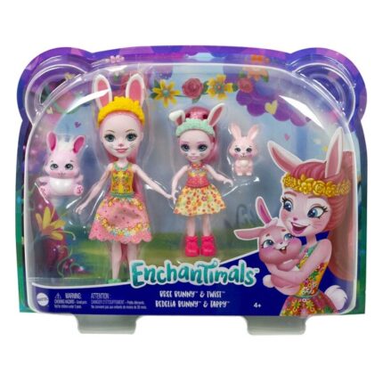 Enchantimals Набор «Кукла Bree Bunny и младшая сестра» Познакомьтесь с сестричками-кроликами Энчантималс! Отправляйтесь к приключениям вместе с Бри и ее младшей сестричкой Беделией. Очаровательные и такие модные, они все любят делать вместе - заниматься творчеством, печь вкусные пироги и многое другое. У каждой куклы есть свой питомец, который так на нее похож. Детям понравится разыгрывать увлекательные семейные истории в волшебном мире дружбы, а с четырьмя персонажами игра станет еще веселее!Особенности:- Знакомьтесь с сестричками Enchantimals - они неразлучны, очаровательны и очень милы.- Куклы Крольчихи Бри и Бедель могут держаться за руки, чтобы продемонстрировать свою особую семейную связь.- Сестрички одеты в похожие наряды и съемные аксессуары.- У кукол есть питомцы-крольчата - Твист и Тэппи.- С четырьмя персонажами  истории получатся невероятно увлекательными.- Игры с куклами способствуют развитию воображения, прививают семейные ценности, а также учат ребенка заботиться о младших.Для детей от 4-х лет.В комплекте: 2 куклы, 2 фигурки питомцев.Производитель: Mattel (США). 