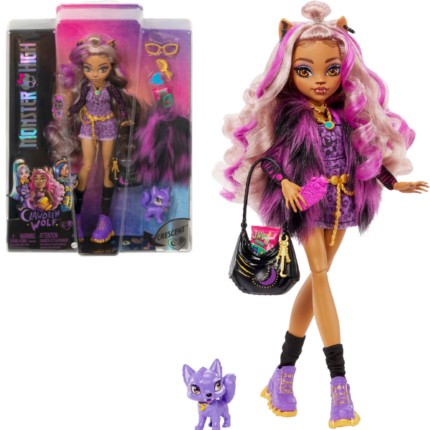 Игровой набор Monster High «Клодин Вульф и Кресчент», с аксессуарами Школа монстров представляет новую линейку кукол с оригинальными персонажами, свежими образами и тематическими аксессуарами, вдохновляющими на рассказ историй и причудливо-сказочные игры с модой. Каждая кукла Monster High отличается детализированным внешним видом, страшно шикарной обувью и классными тематическими аксессуарами, соответствующими уникальному характеру.Кукла Clawdeen Wolf гуляет по коридорам школы Monster High в невероятном наряде: в джемпере с животным принтом и топом с длинным рукавом с полумесяцем. Ее удивительно сказочный образ, вдохновленный оборотнем, дополняется убийственными кроссовками и ремнем на цепочке, золотыми очками и украшениями с блестящей золотистой отделкой. Новый образ куклы Клодин Вульф дополняют такие аксессуары как кошелек, расческа, сэндвич с мороженым в форме луны, закуска и смартфон. Вдохновляйте жуткий рассказ вместе с ее милым питомцем домашней кошкой Crescent!Благодаря гибкостью туловища, локтей, запястий и колен можно легко играть с куклой Клодин Вульф. Цвета и украшения могут отличаться