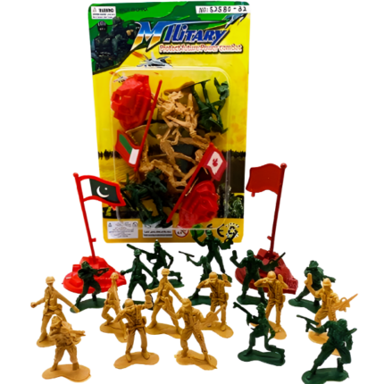 Set de joc cu 16 soldăței și steaguri