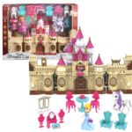 Set de joacă „Fortăreața prințesei”, cu sunet și lumină Setul de joacă „Fortăreața prințesei”, cu sunet și lumină va fi o surpriză plăcută pentru fetițe!Include: 	casă de păpuși, 	mobila si electrocasnice 	figurina printesei. 	3 baterii de tipul AG13Fortăreața are 2 moduri de joc, poate sta inchis sau deschis. 