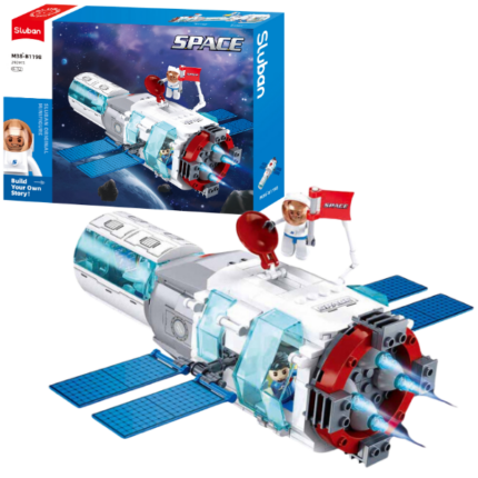 Set de construcție ”Stație spațială”, 292 elem. Set de construcție ”Stație spațială”, 292 elem. - va fi un cadou minunat pentru tinerii iubitori de explorare spațială. Această frumoasă construcție nu va lăsa pe nimeni indiferent și poate nu numai să decoreze camera, ci și să devină o locație de joc excelentă. În procesul de asamblare, copilul nu va colecta doar mașina de zbor în sine, ci și unele elemente suplimentare pentru un joc distractiv. Cu ajutorul acestui constructor se poate juca o mulțime de scene de zboruri în spațiu.Setul include: 	Piese ale constructorului 	Instrucțiuni 	3 figurine de cosmonauțiCaracteristici: 	Design memorabil: Constructorul vine cu un design luminos și atrăgător pe care copiii îl vor adora. 	292 de piese: Setul include 292 de piese, permițând de construit un model detaliat al stației spațiale. 	Dezvoltarea abilităților: Jocul cu setul de construcție dezvoltă abilitățile motorii fine, gândirea și imaginația copiilor, stimulându-le creativitatea și gândirea logică. 	3 figurine: Setul include 3 figurine care adaugă realism scenelor de joacă. 	Piese mobile: Setul include piese mobile pentru a face jocul și mai distractiv și mai realist.Oferiți-i copilului dvs. posibilitatea de a pleca într-o călătorie spațială fascinantă cu Set de construcție „Stație spațială” de la Sluban!