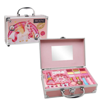 Set de machiaj în valiză roz cu unicorn