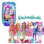 Păpușa Enchantimals «Prietenii eroilor principali» (as.) Cufundă-te în lumea minunilor cu aceste păpuși incredibile Enchantimals și prietenii lor animăluțe!Păpușile Enchantimals sunt fete adorabile, care au o legătură magică cu prietenii lor animăluțe! Ele sunt de nedespărțit și chiar seamănă între ele! Alege una dintre păpușile Enchantimals: 	fermecătoarea Cherish Ghepardul și prietena ei Quick-Quick, 	grațioasa Saff Lebăda și prietena ei Poise, 	blânda Winsley Lupul și prietena ei Tropper, 	strălucitoarea Mayla Șoricelul și prietena ei Fondue, 	drăgălașa Caily Văcuța și prietena ei Curdle, 	minunata Fancy Flamingo și prietena ei Splash, 	vesela Tamika Broscuța și prietena ei Burst, 	prietenoasa Larissa Lemurul și prietena ei Ringlet.Setul include o păpușă drăguță de 15 cm și un animăluț micuț, venite din lumea Enchantimals – un loc fantastic, ascuns în sălbăticia naturii. Fiecare păpușă se vinde separat, în funcție de disponibilitate. Culorile și decorațiunile pot diferi față de cele prezentate pe ambalaj.