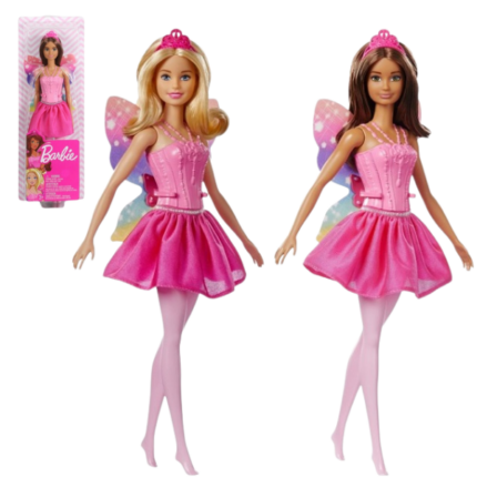 Papusa Barbie Zîna din Dreamtopia (as.) Куклы-феи Барби помогут воображению взлететь, а яркие радужные крылья с волнистыми узорами вдохновят на создание сказочных историй! Розовая тиара и легенькая розовая юбочка дополняют фантазийный образ феи из Дримтопии. Набор включает в себя куклу-фею с крыльями, одеждой и аксессуарами. Каждая кукла продается отдельно и при наличии. Куклы не могут стоять самостоятельно. Цвета и украшения могут незначительно отличаться от изображенных на упаковке.