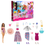 Calendarul Advent Barbie cu 24 de Surprize Încântați-i pe cei dragi cu acest calendar de advent strălucitor Barbie®! Setul include 24 de surprize, fiecare legată de stilizări și povești unice pentru zi și noapte. Papusa Barbie® are părul brunet drept și poartă un costum de baie metalic roz cu print de zebră, care se transformă într-un top-body când este combinat cu pantalonii sau fusta incluse în set. Copiii pot deschide o surpriză pe zi sau toate deodată pentru o explozie de distracție la despachetare! Printre articolele incluse se numără haine trendy precum o jachetă argintie, un top cu volane și o rochie strălucitoare. Accesoriile mix-and-match adaugă distracție în joc: ochelari de soare, genți, bijuterii, pantofi și chiar o pisicuță mică pentru și mai multă distracție! Acest calendar de advent Barbie® este cadoul ideal pentru orice sărbătoare sau zi de naștere, oferind 24 de surprize fashion și posibilități nelimitate de joacă.