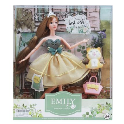 Păpușa Emily cu animal de companie și accesorii