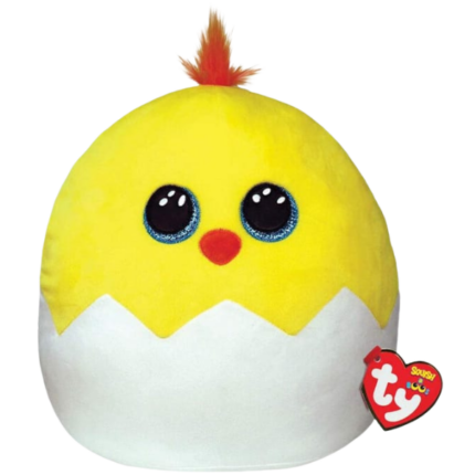 Puișor de Paște Popper 22 cm (Squishy Boos) Întâmpină primăvara cu marele Squish-a-Boo Popper. Confecționat din cea mai moale și colorată țesătură, acest puișor va deveni cu siguranță preferatul tău, pe care vei dori să-l iei cu tine peste tot. Îmbrățișările devin irezistibile atunci când Popper este lângă tine!Ziua de naștere: 6 maiPoezie:Toată ziua am încercat să ies din coaja mea.Penele mele sunt de un galben pastelat auriu.Caracteristici: 	Ty: Squish-A-Boo pui galben mare: Popper 	Țesătură moale și colorată 	Potrivit pentru orice ocazie 	Gata de îmbrățișări și iubire 	Distractiv de strâns 	Devine un prieten fantastic 	Include inimioara oficială Ty cu data nașterii și o poezie 	Recomandat doar pentru curățare la suprafață