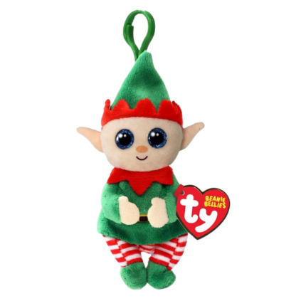 Breloc — Elf Elfonzo 8,5 cm (Beanie Bellies clips) Vă prezentăm brelocul Ty Beanie Bellies - Elfonzo Elf, un adaos fermecător și festiv pentru cheile sau rucsacul tău! Elfonzo Elf este aici pentru a răspândi bucuria sărbătorilor și pentru a adăuga un strop de magie vieții tale de zi cu zi.Cu căciulița sa adorabilă de elf și ținuta festivă, Elfonzo surprinde spiritul sezonului de sărbători. Burtica sa rotunjită este o caracteristică distinctivă a colecției Beanie Bellies, făcându-l extrem de moale și drăgălaș.