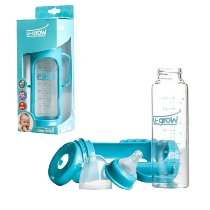 Biberon cu protecție, sticlă, 240 ml