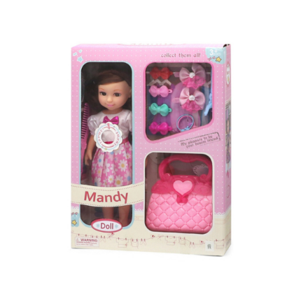 Păpușa Mandy cu gentuță Faceți cunoștință cu păpușa Mandy — companionul ideal pentru jocuri și aventuri! Această păpușă vine împreună cu un set de accesorii stilate, care ajută la dezvoltarea imaginației și abilităților creative ale copilului dumneavoastră. Mandy poate schimba cu ușurință ținutele și accesoriile, permițând crearea multor look-uri unice. Toate detaliile sunt fabricate din materiale sigure, iar designul vibrant va face jocul și mai captivant. Oferiți copilului dumneavoastră ore de distracție cu păpușa Mandy!