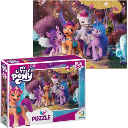 Puzzle «Pădurea magică», seria My Little Pony, 60 elem. Bine ați venit în lumea puzzle-urilor!Vă prezentăm în atenția dumneavoastră un puzzle interesant "Pădurea magică" din seria "My Little Pony". În acest puzzle de 60 de piese îi veți întâlni pe cei mai buni prieteni Izzy și Sunny, care pleacă într-o aventură magică - pentru a aduce magia în orașul lor natal. Câte lucruri interesante li se vor întâmpla pe drumul spre visul lor! Cu siguranță vor avea nevoie de ajutorul copiilor care adoră desenele animate "My Little Pony: The New Generation".Sunt viu colorate, realizate din carton dens și ușor de jucat. Puzzle-urile nu sunt doar o distracție distractivă, ci și o ocazie excelentă pentru copii de a învăța cuvinte noi, de a-și dezvolta imaginația și de a învăța despre aventurile uimitoare ale poneilor. Oferiți-i micuțului dvs. momente luminoase și interesante cu puzzle-urile noastre!Puzzle-urile de 60 de piese sunt concepute pentru copii cu vârsta începând cu 5 ani. Sunt luminoase, realizate din carton rezistent și ușor de jucat. Colecționarea puzzle-urilor nu este doar o distracție, ci și un exercițiu util pentru dezvoltarea motricității fine, a gândirii logice și a atenției la copii. Oferiți-i micuțului dvs. o călătorie fascinantă cu puzzle-urile noastre!Translated with DeepL.com (free version)