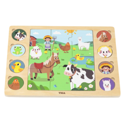 Puzzle din lemn "Animale de fermă" 17 elem.