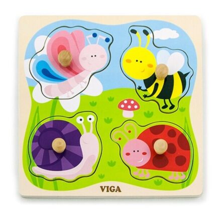 Puzzle din lemn cu buton „Insecte”