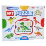 Set de joc cu mozaică „Art Puzzle” Mozaic „ArtPuzzle” - lumea fascinantă a dinozaurilor.În set: 	43 de puzzle-uri grozave, 	250 jetoane colorate, 	câmp separat pentru mozaică, 	cutie de depozitare comodăJocul constă din  puzzle cu dinozauri și piese de mozaică.Cufundați-vă în lumea interesantă a dinozaurilor, cu un mozaic strălucitor „Art Puzzle”.Jocul cu mozaica antrenează: motricitate fină și gândire logică.Le face cunoștință celor mici copii cu forme și culori.Dezvolta: imaginația și logica.Joaca! Învăța! Dezvolta!