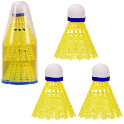 Set de fluturași pentru badminton (galben, 3 buc.) Setul de fluturași pentru badminton se potrivește pentru jocul în aer liber sau în săli de sport. Include 3 fluturași. 