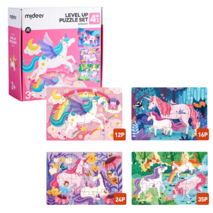Seria de puzzle-uri „Unicorn”, 4 în 1
