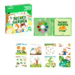 Set de Creație și Pictură cu Degetele «Grădina Secretă» Setul este perfect pentru micii artiști care doresc să își dezvolte abilitățile artistice prin pictura cu degetele. Kitul include 8 culori vibrante de vopsea, 1 burete și 50 de pagini pentru pictură cu degetele. Cartea are coperta non-toxica și lavabila, ilustrata cu desene și pensule. Fiecare pagină este concepută pentru a facilita realizarea de opere de artă individuale și este ideală pentru familii cu mai mulți copii care doresc să se angajeze în activități creative împreună.Beneficii pentru copil: 	Dezvoltarea abilităților creative: Pictura cu degetele ajută copiii să își dezvolte abilități artistice și imaginația. 	Îmbunătățirea motricității fine: Utilizarea culorilor și a instrumentelor ajută la îmbunătățirea coordonării și motricității fine a mâinilor. 	Teme educative: Diversitatea tematicilor din set contribuie la învățarea și lărgirea orizontului copilului. 	Exprimarea emoțiilor: Procesul creativ permite copiilor să își exprime emoțiile și sentimentele prin artă. 	Activitate în familie: Setul încurajează joaca și interacțiunea între copii, dezvoltând abilități de colaborare și lucru în echipă.